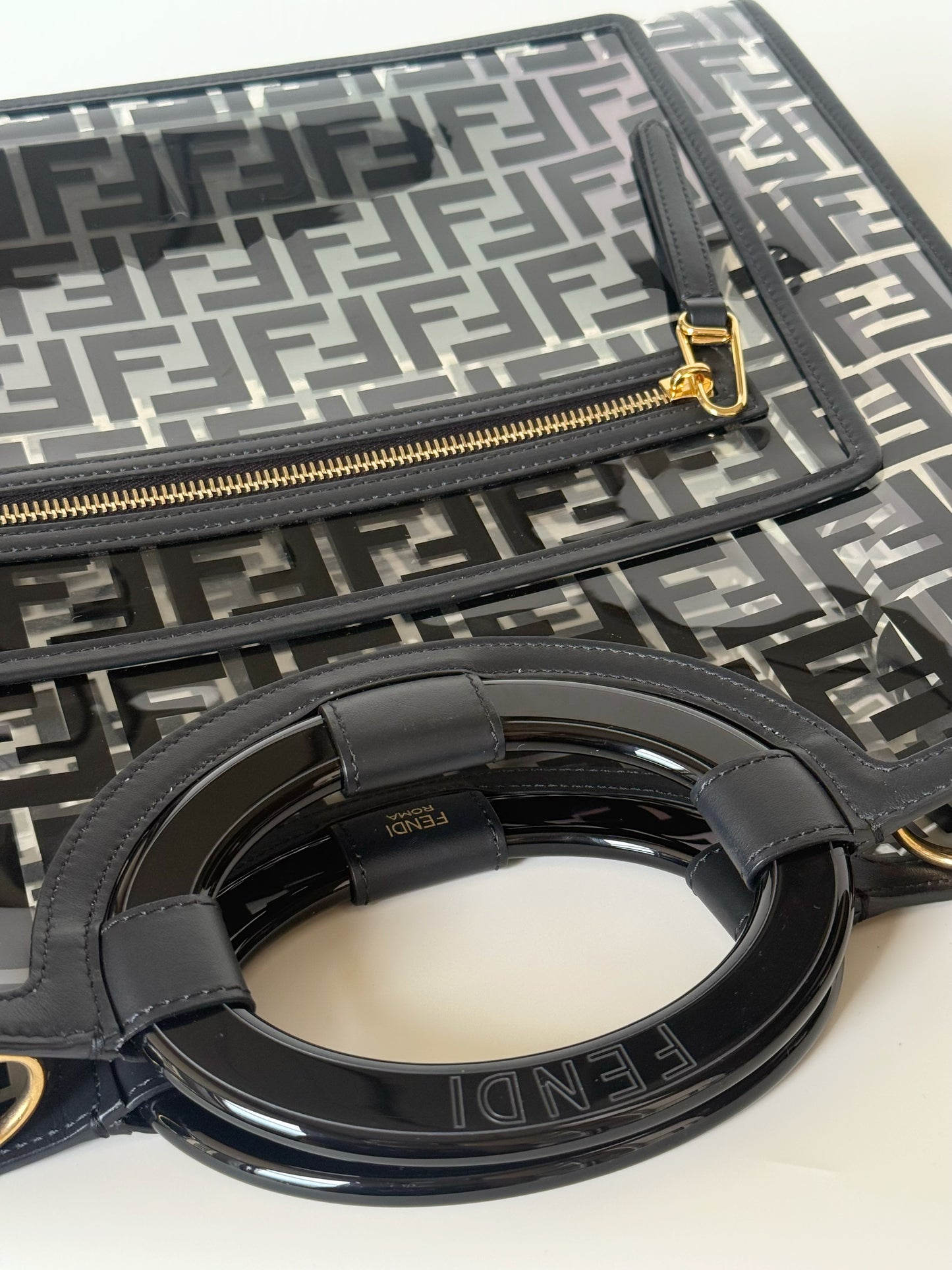 Fendi TPU Vitello Century Plexiglass Runaway Shopper Tote