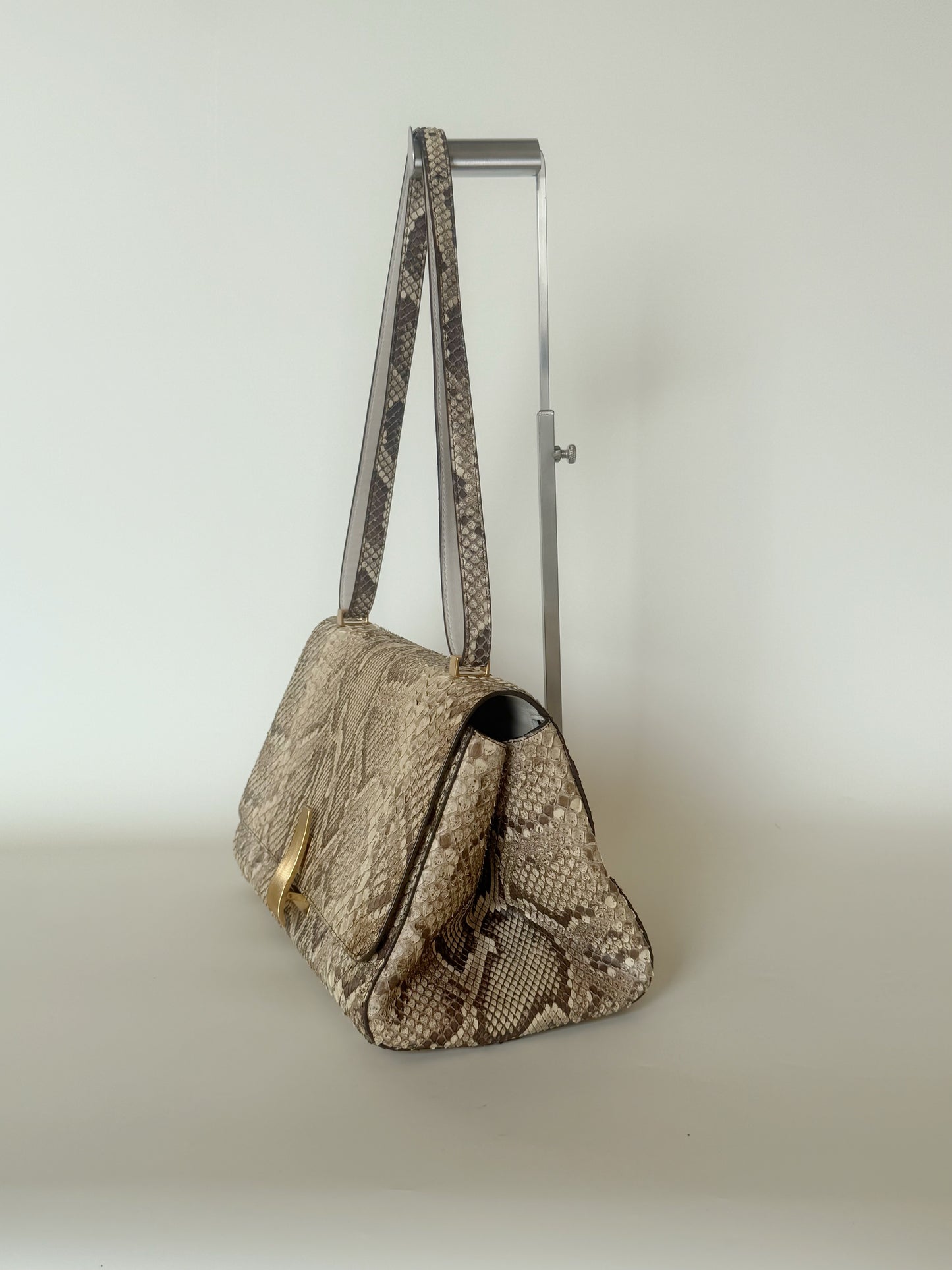 Bottega Veneta Snakeskin BV Angle Shoulder Bag