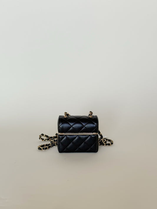 Chanel Lambskin Quilted Box With Chain