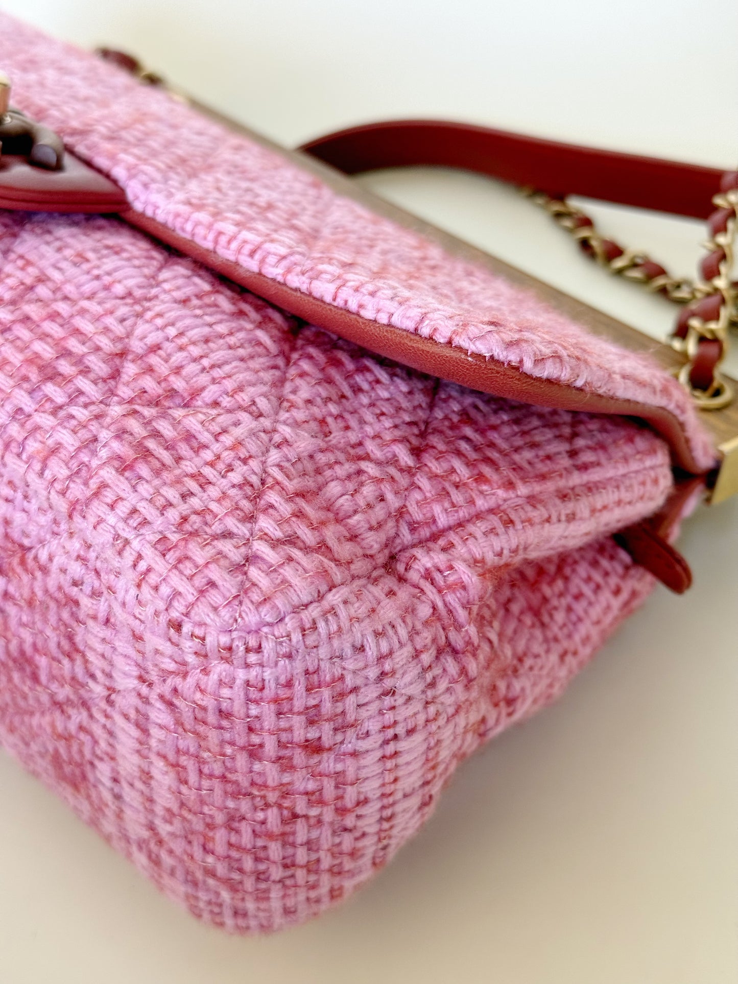 Chanel Quilted Tweed Knock on Wood Flap Bag