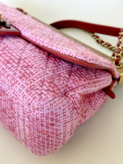 Chanel Quilted Tweed Knock on Wood Flap Bag