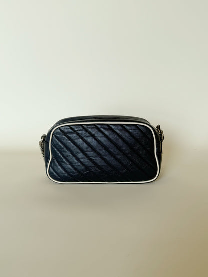 Gucci Vintage Effect Calfskin Matelasse Diagonal Torchon GG Marmont Chain Shoulder Bag