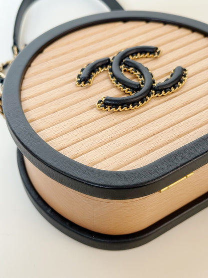 Chanel Lambskin Beechwood Round CC Vanity Case