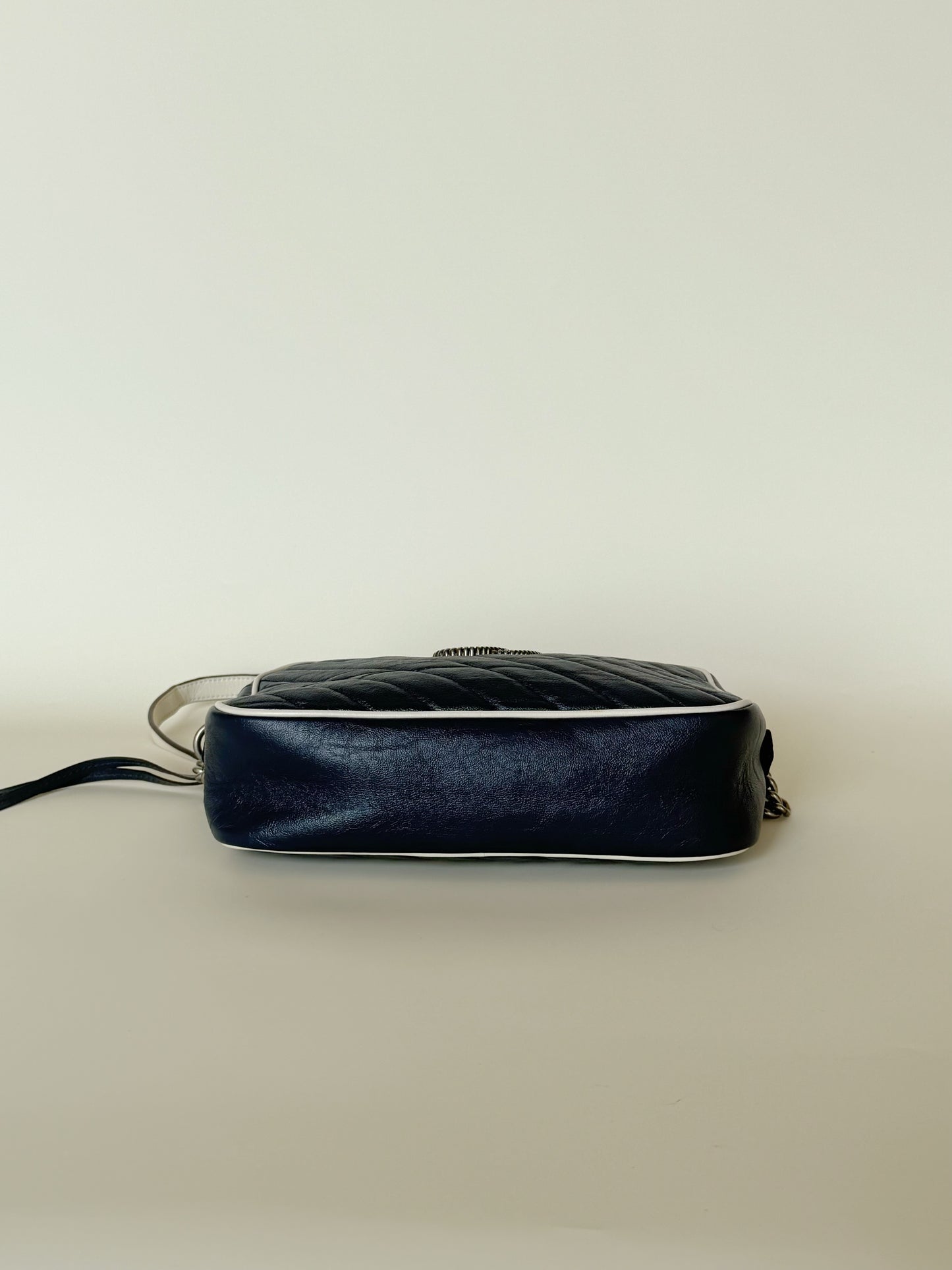 Gucci Vintage Effect Calfskin Matelasse Diagonal Torchon GG Marmont Chain Shoulder Bag