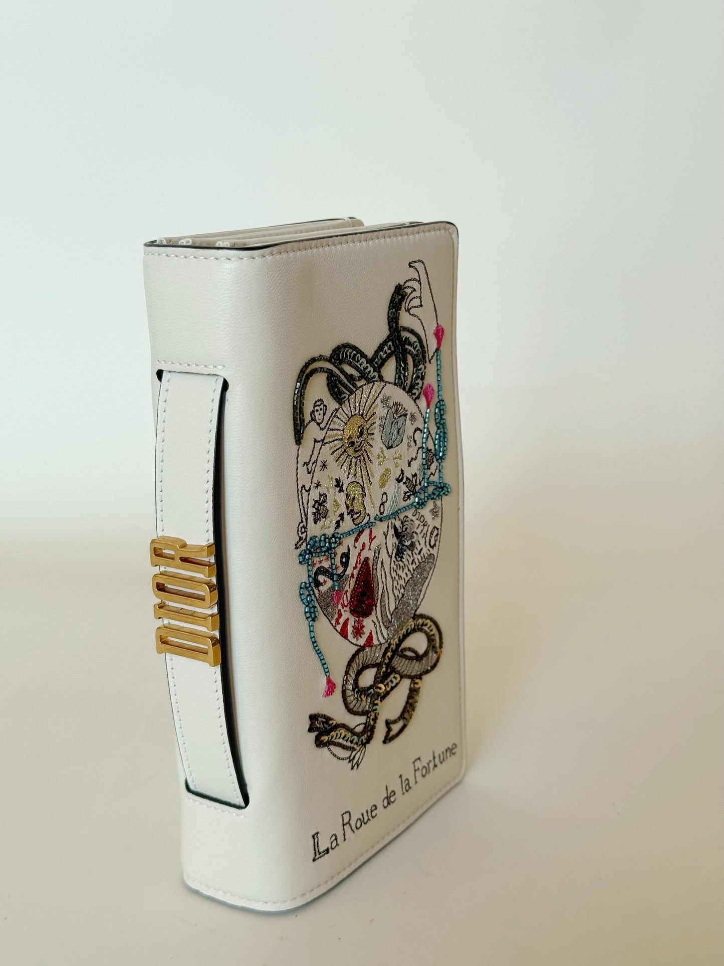 Christian Dior Lambskin Embroidered La Roue De La Fortune Tarot Pouch Clutch