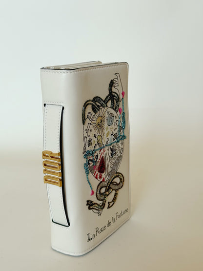 Christian Dior Lambskin Embroidered La Roue De La Fortune Tarot Pouch Clutch