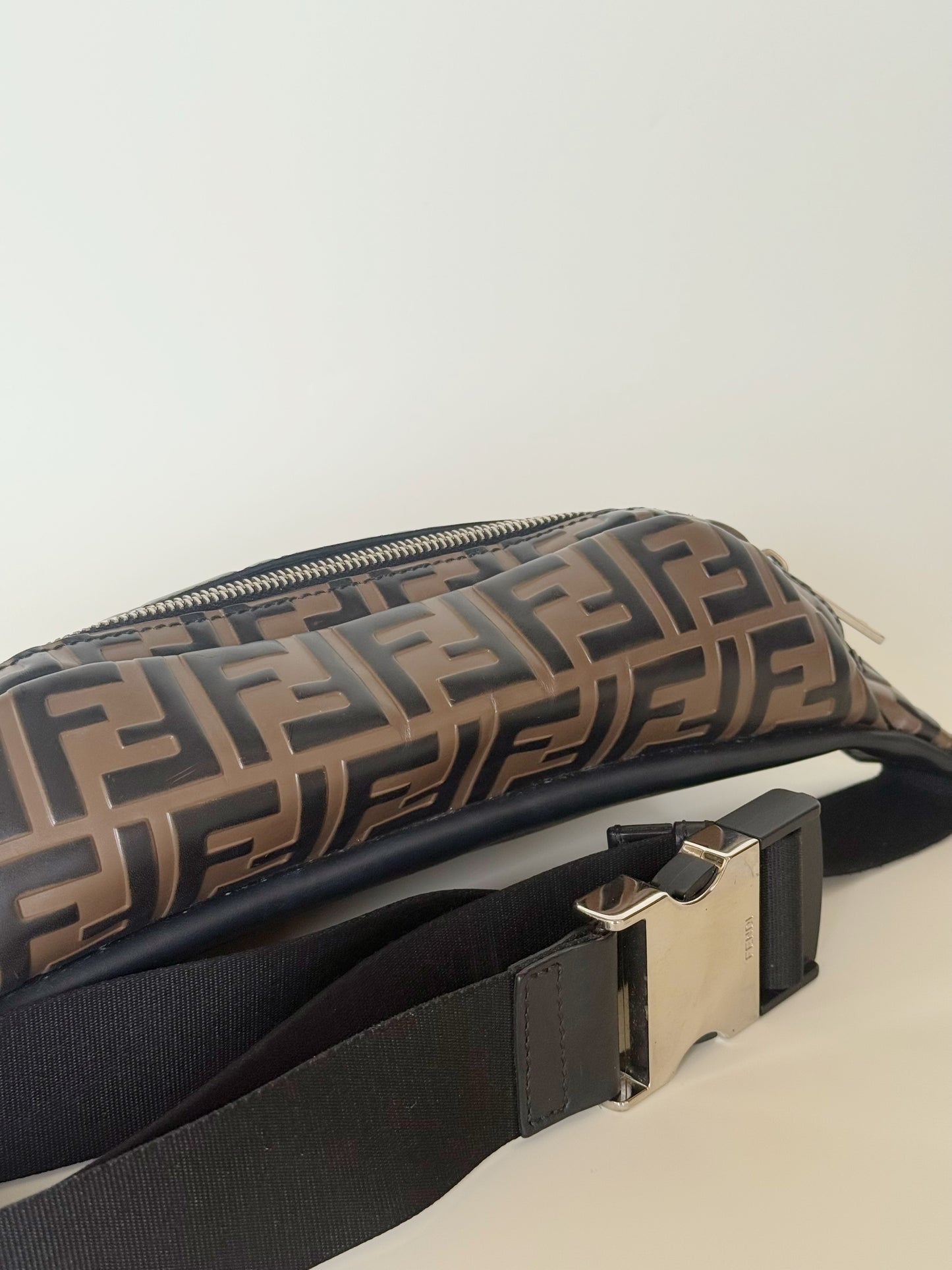 Fendi Vitello Century Bi-color FF 1947 Embossed Belt Bag