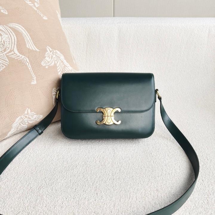 Celine Shiny Calfskin Triomphe Shoulder Bag
