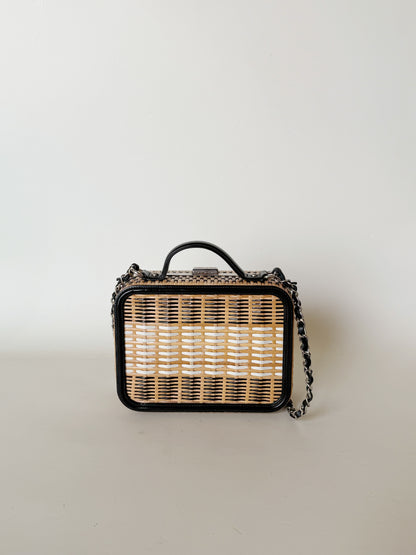 Chanel Raffia Patent CC Filigree Vanity Case