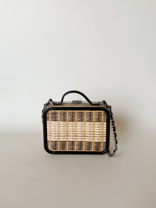 Chanel Raffia Patent CC Filigree Vanity Case