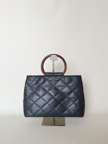 Chanel Vintage Wooden Top Handle Bag