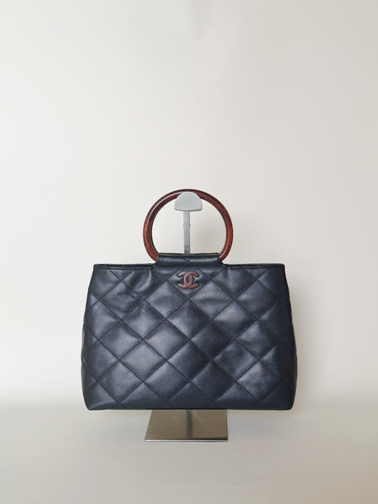Chanel Vintage Wooden Top Handle Bag