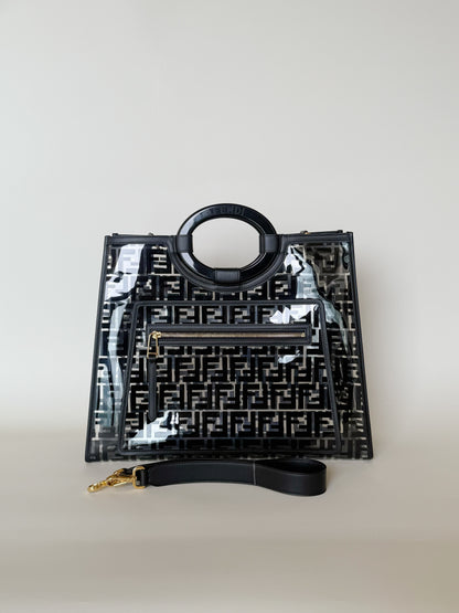 Fendi TPU Vitello Century Plexiglass Runaway Shopper Tote