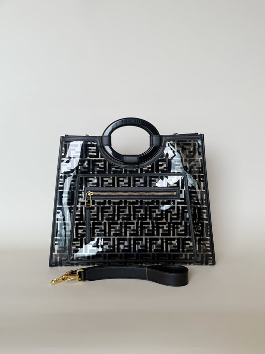 Fendi TPU Vitello Century Plexiglass Runaway Shopper Tote