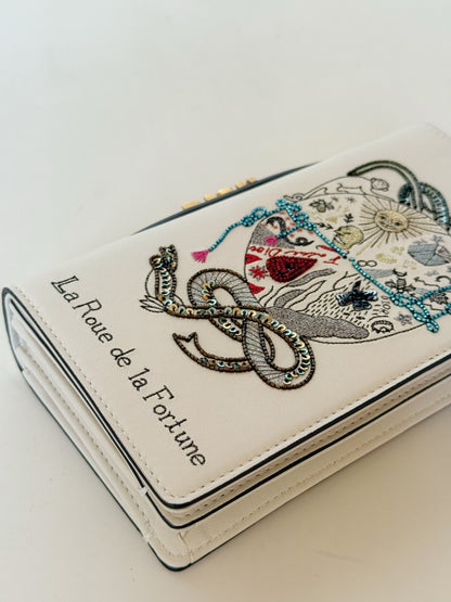 Christian Dior Lambskin Embroidered La Roue De La Fortune Tarot Pouch Clutch