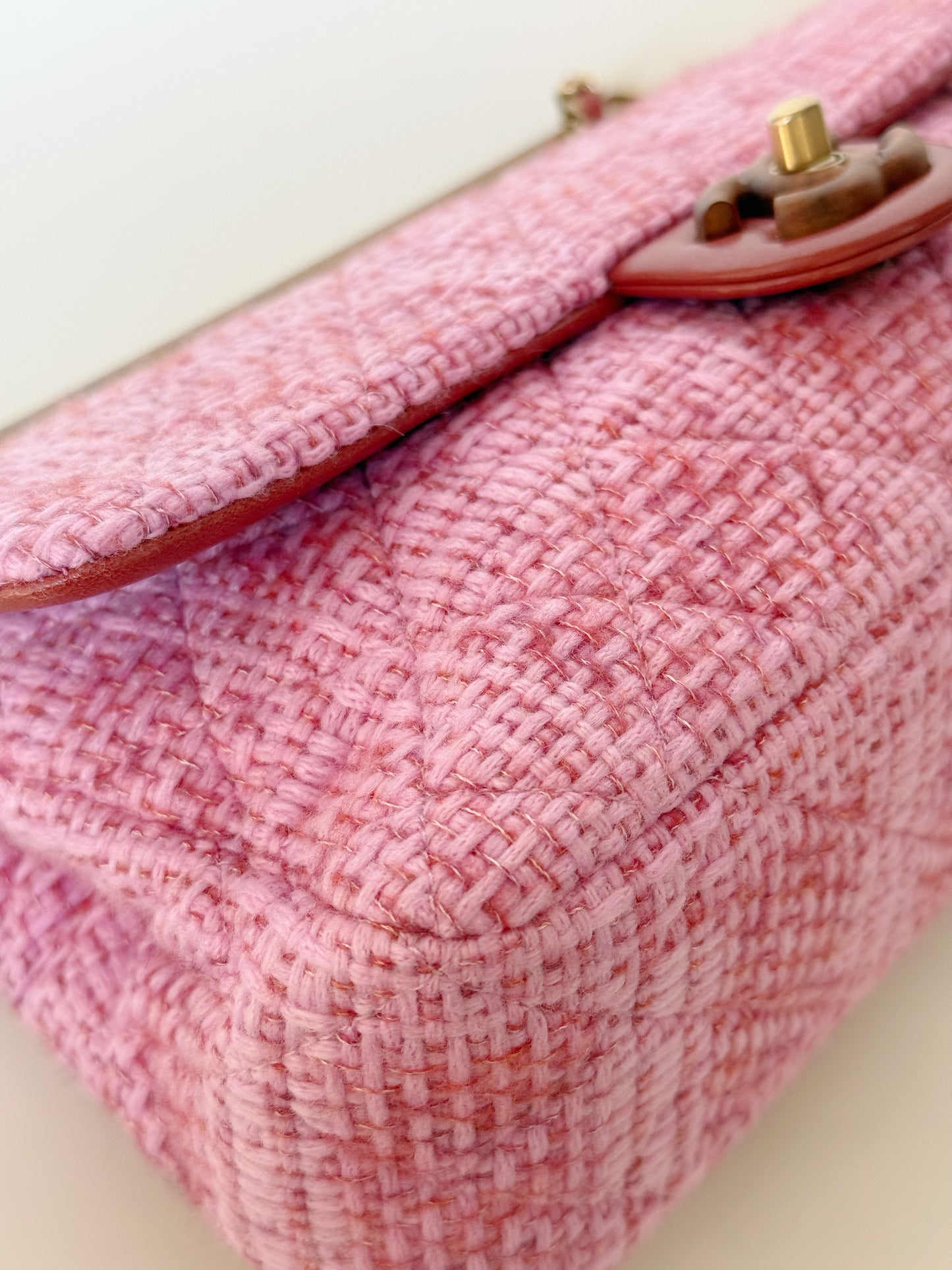 Chanel Quilted Tweed Knock on Wood Flap Bag