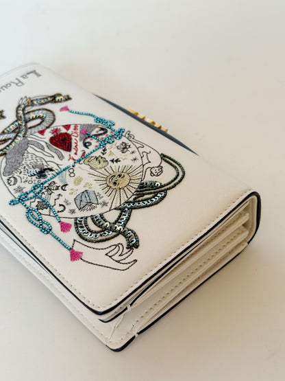 Christian Dior Lambskin Embroidered La Roue De La Fortune Tarot Pouch Clutch