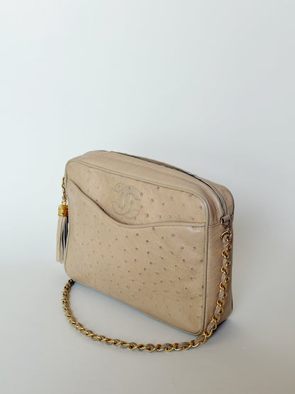 Chanel Vintage Ostrich Camera Bag