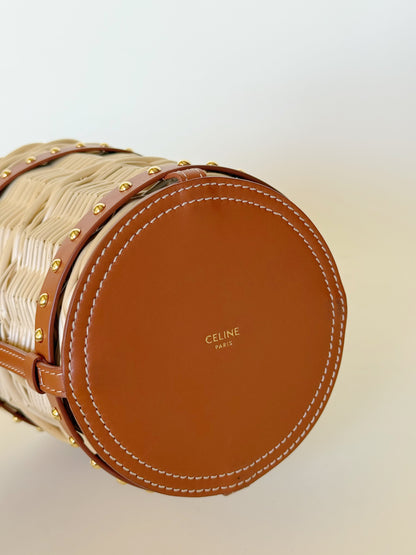 Celine Wicker Calfskin Panier Bucket Bag