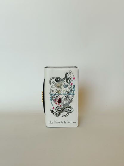 Christian Dior Lambskin Embroidered La Roue De La Fortune Tarot Pouch Clutch