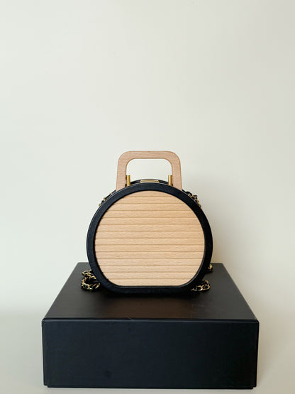 Chanel Lambskin Beechwood Round CC Vanity Case