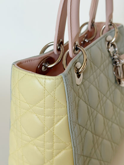 Christian Dior Lambskin Cannage Tri-Color Lady Dior