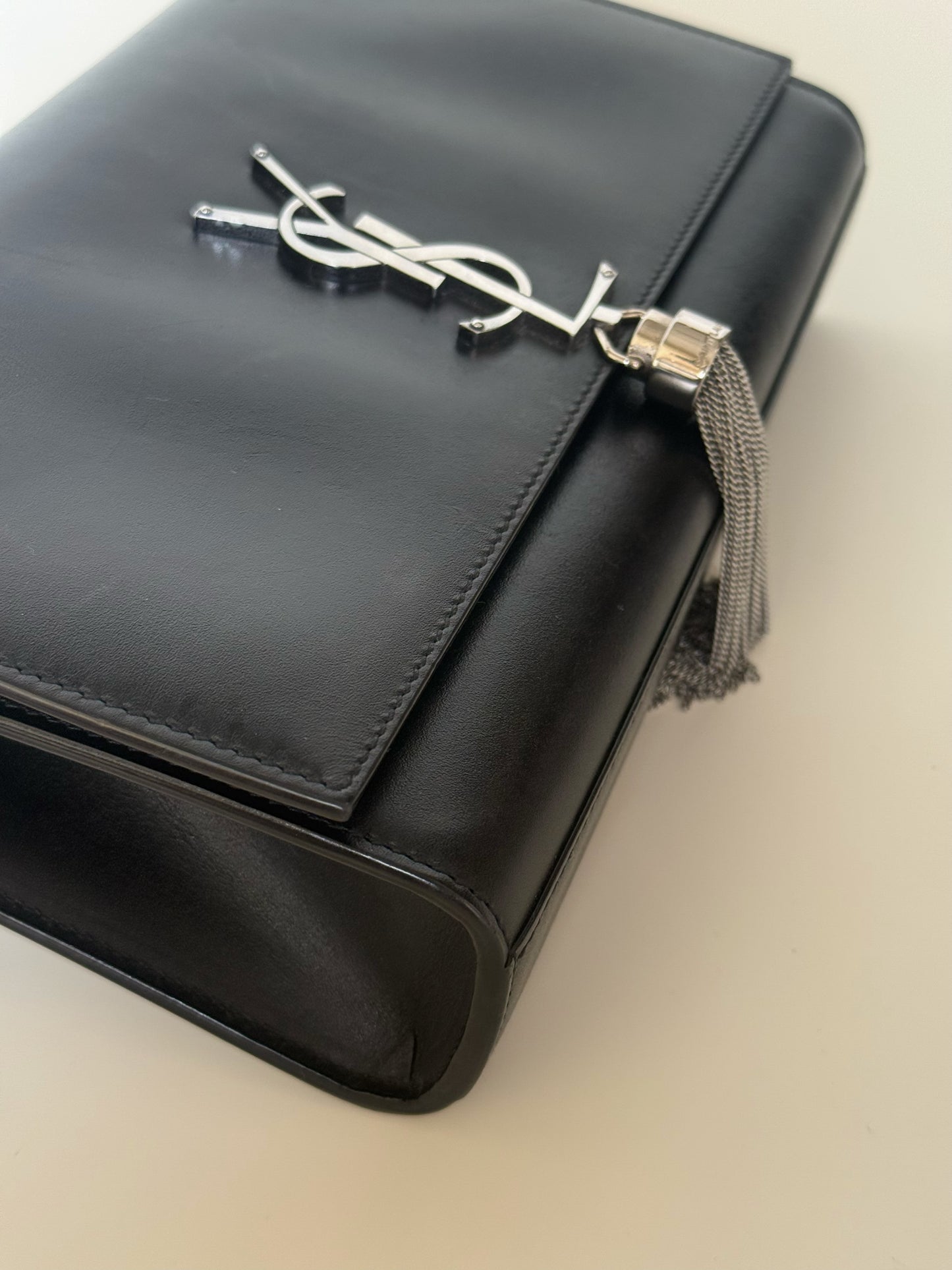 Saint Laurent Smooth Calfskin Classic Monogram Kate Tassel Satchel