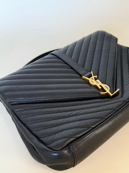 Saint Laurent Grain De Matelasse chevron monogram Stachel (Bundle with Louis Vuitton Clutch)