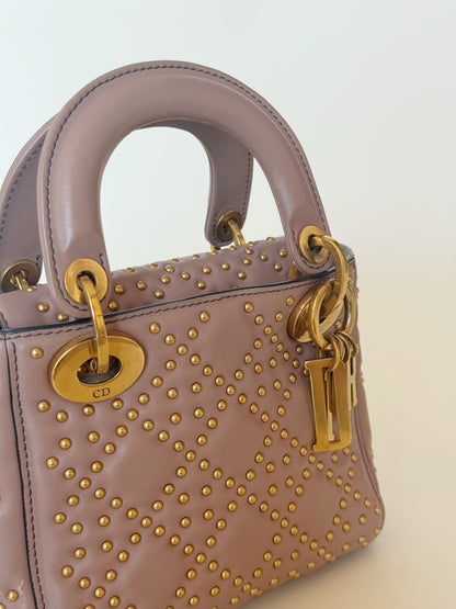 Christian Dior Calfskin Cannage Studded Supple Lady Dior