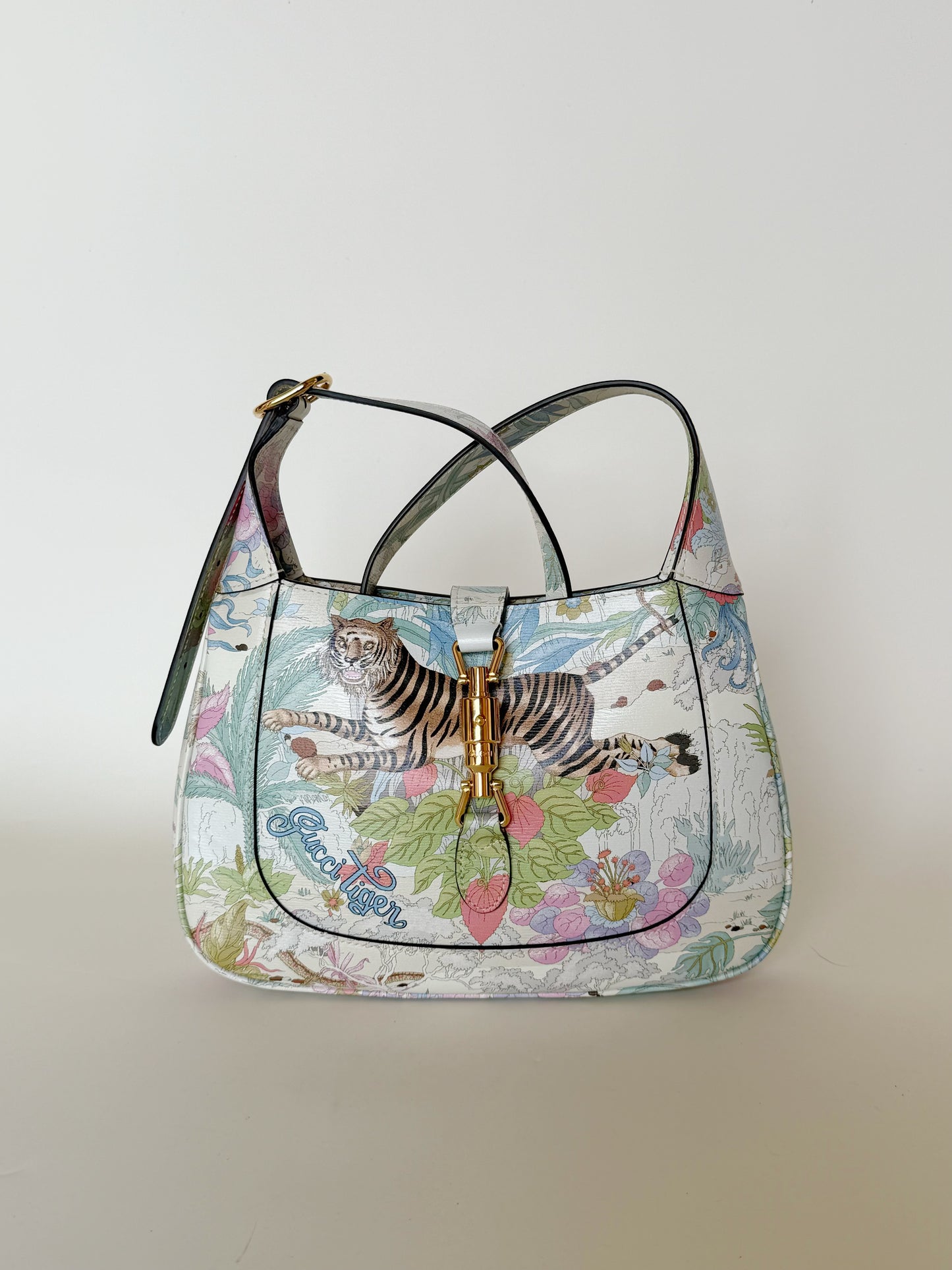 Gucci New Shanghai Calfskin Tiger Savanah Jackie 1961 Hobo