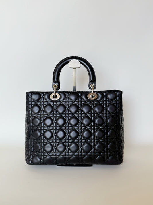 Christian Dior Lambskin Cannage Lady Dior Large