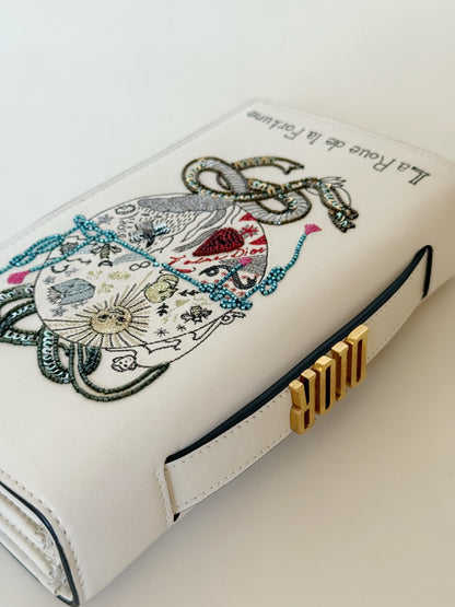 Christian Dior Lambskin Embroidered La Roue De La Fortune Tarot Pouch Clutch