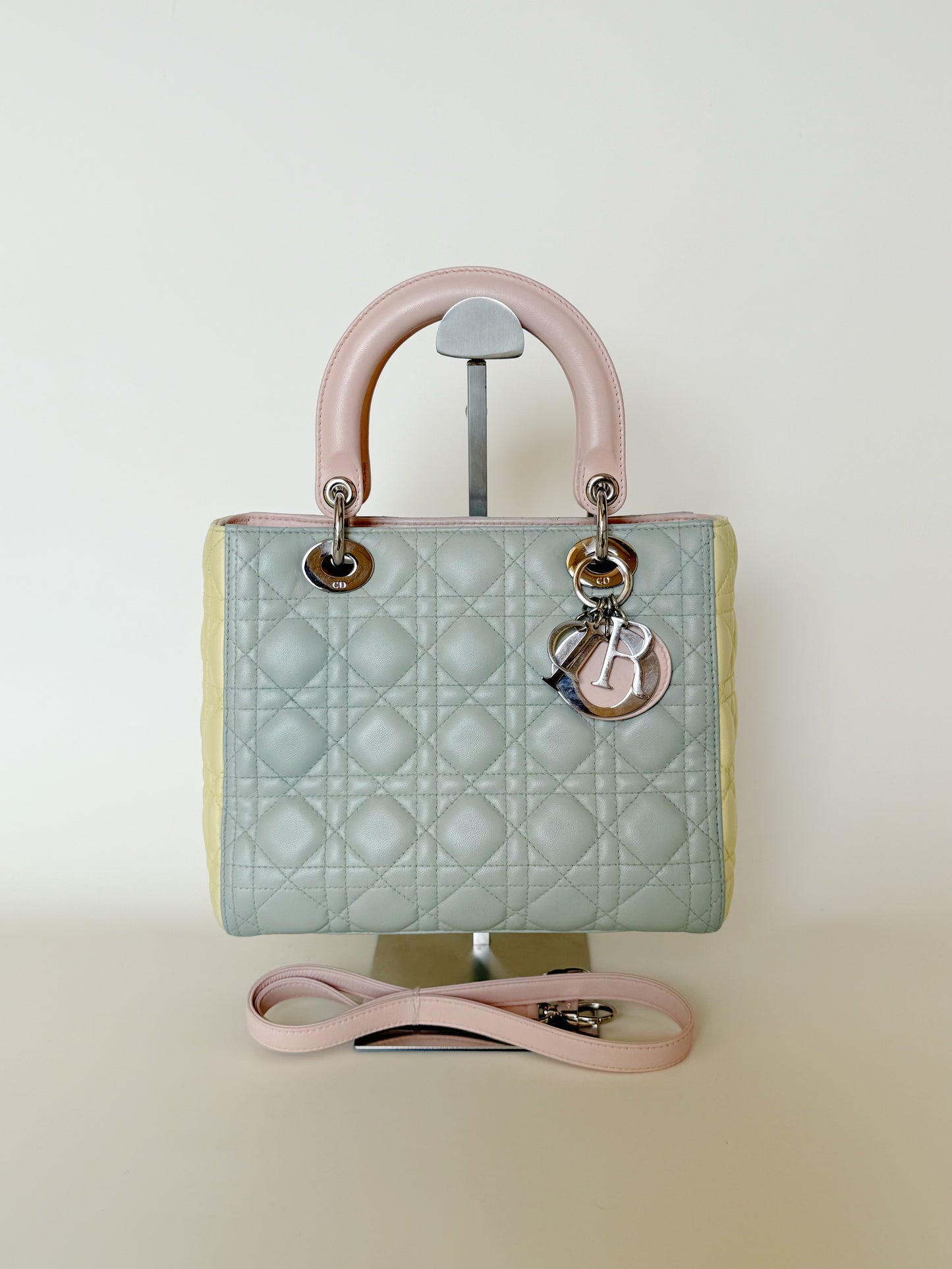 Christian Dior Lambskin Cannage Tri-Color Lady Dior