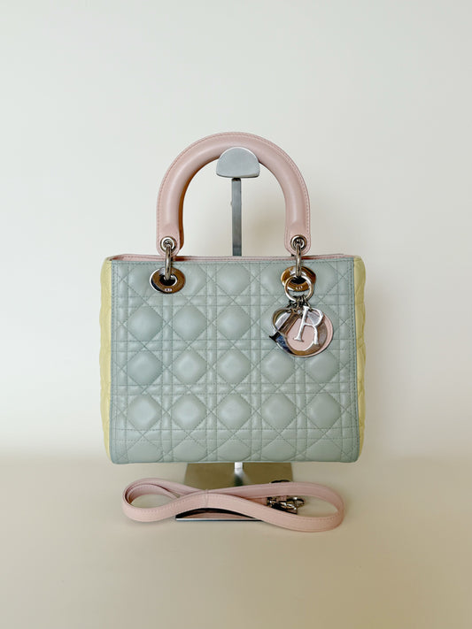 Christian Dior Lambskin Cannage Tri-Color Lady Dior
