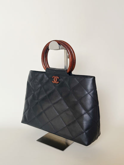 Chanel Vintage Wooden Top Handle Bag